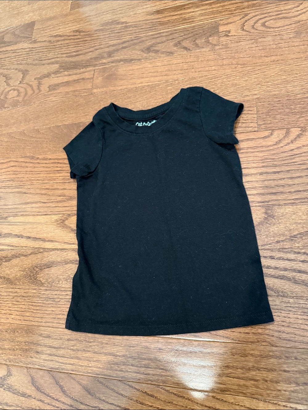 Cat & Jack Black Short Sleeve Kids Tee - Solid Black